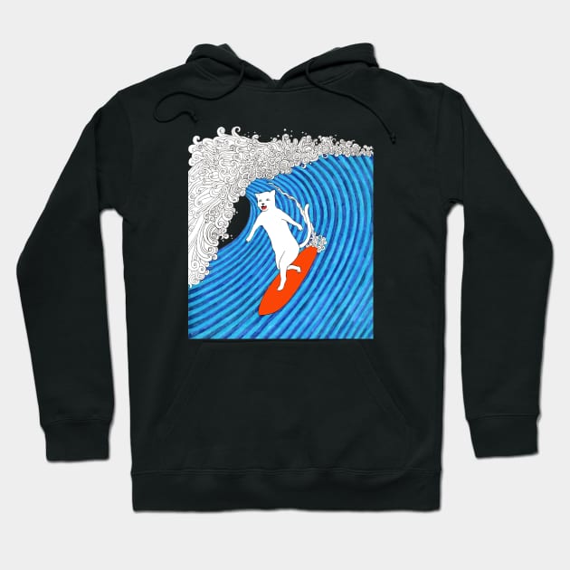 The Cat on a Big Wave Hoodie by Nagisa